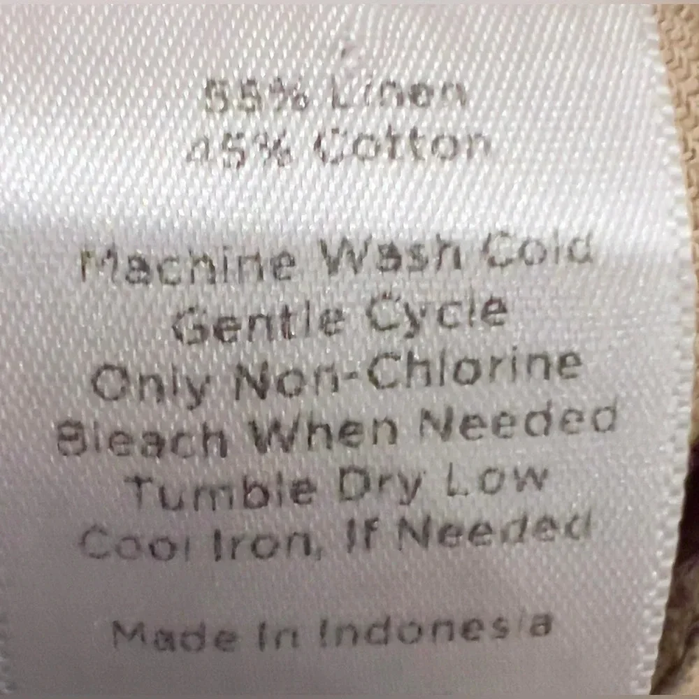 Talbots Linen blend size 10 signature khaki capri pants with drawstring waist